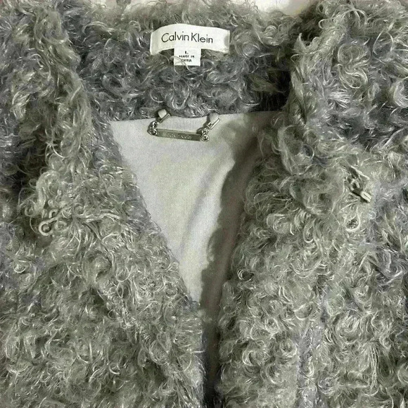 Calvin Klein lined faux Persian lamb jacket w/frog closures - Picture 5 of 9